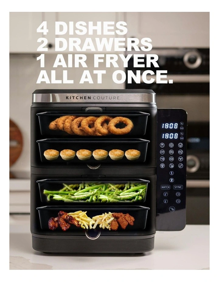 Clear View Vertex Dual Draw Air Fryer 11L in Stainless Steel image 3