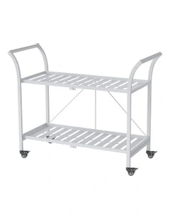 2 Tier Metal Bar Cart in White
