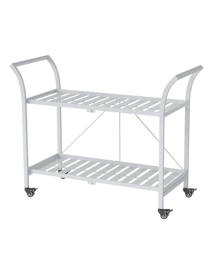 2 Tier Metal Bar Cart in White image 1