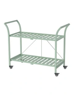 2 Tier Metal Bar Cart in Green