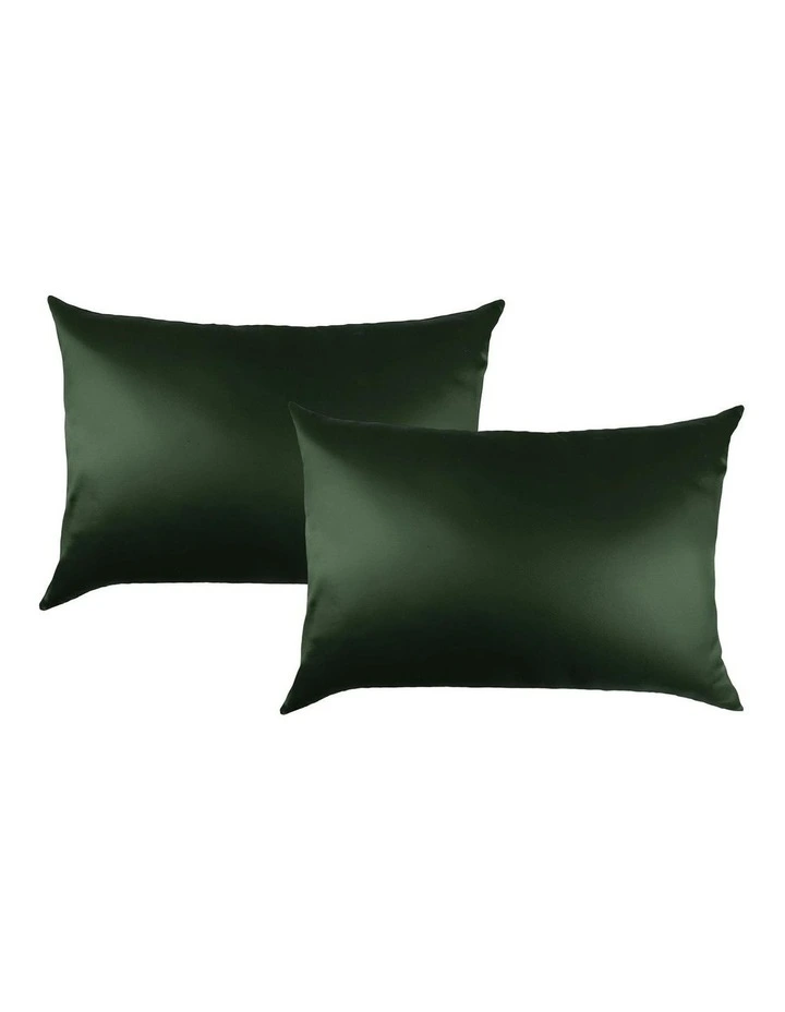 Soft Silk Luxurious Hypoallergenic Pillowcase Twin Pack in Green image 1