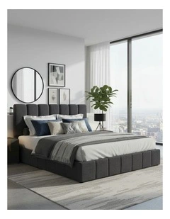 Luxe Linear Boucle Gas Lift Bed Frame