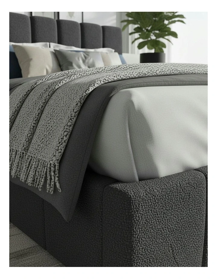 Luxe Linear Boucle Gas Lift Bed Frame image 4