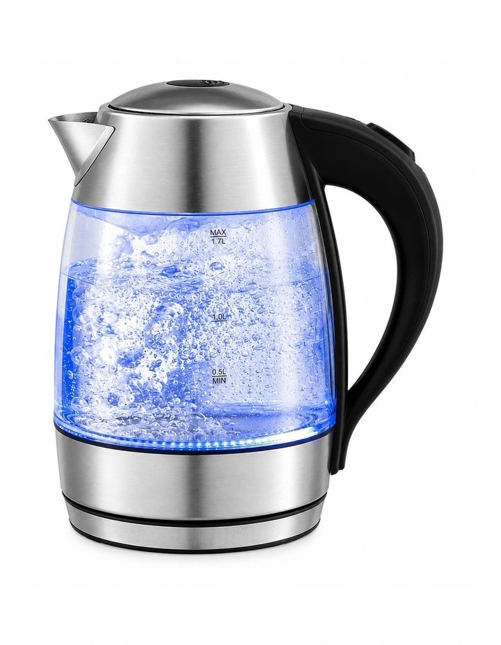 Kitchen Couture Double Wall Glass Kettle with Thermoguard Protection 1.7L in Steel image 1