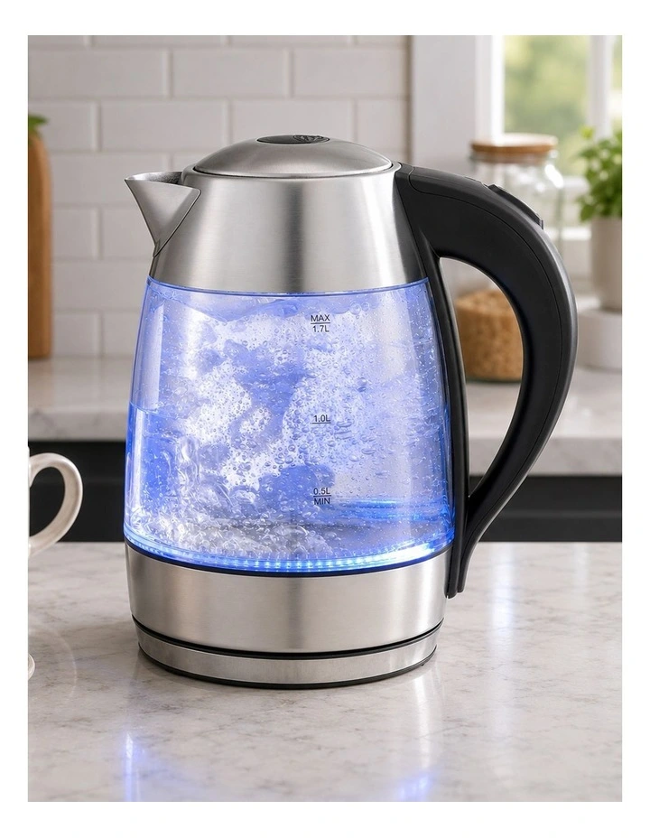 Kitchen Couture Double Wall Glass Kettle with Thermoguard Protection 1.7L in Steel image 2