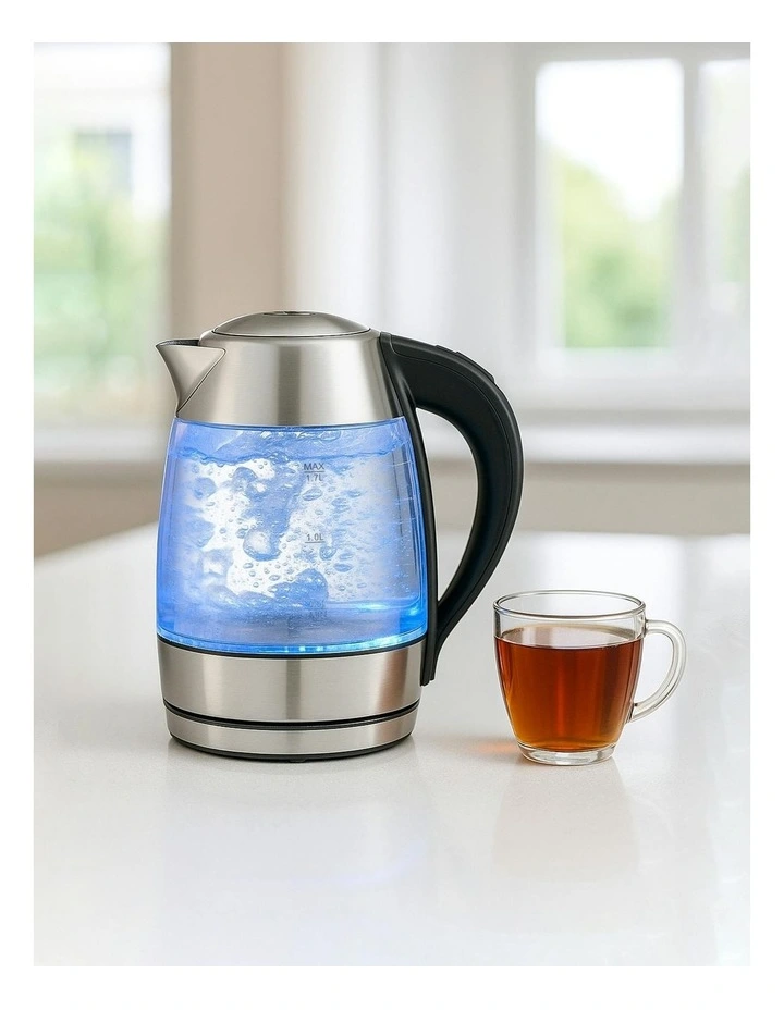Kitchen Couture Double Wall Glass Kettle with Thermoguard Protection 1.7L in Steel image 2