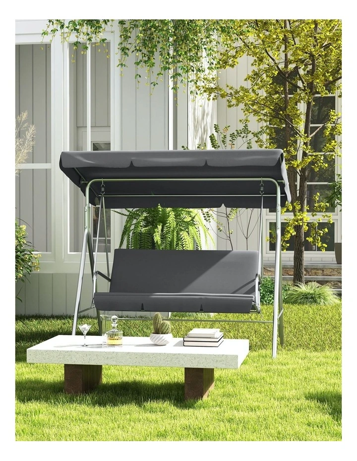 Outdoor Steel Swing Chair 1 Box in Grey image 2