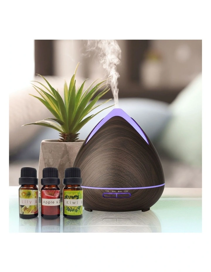 Cool Mist Ultrasonic Diffuser with 3 Pack Diffuser Oils Dark Brown image 2