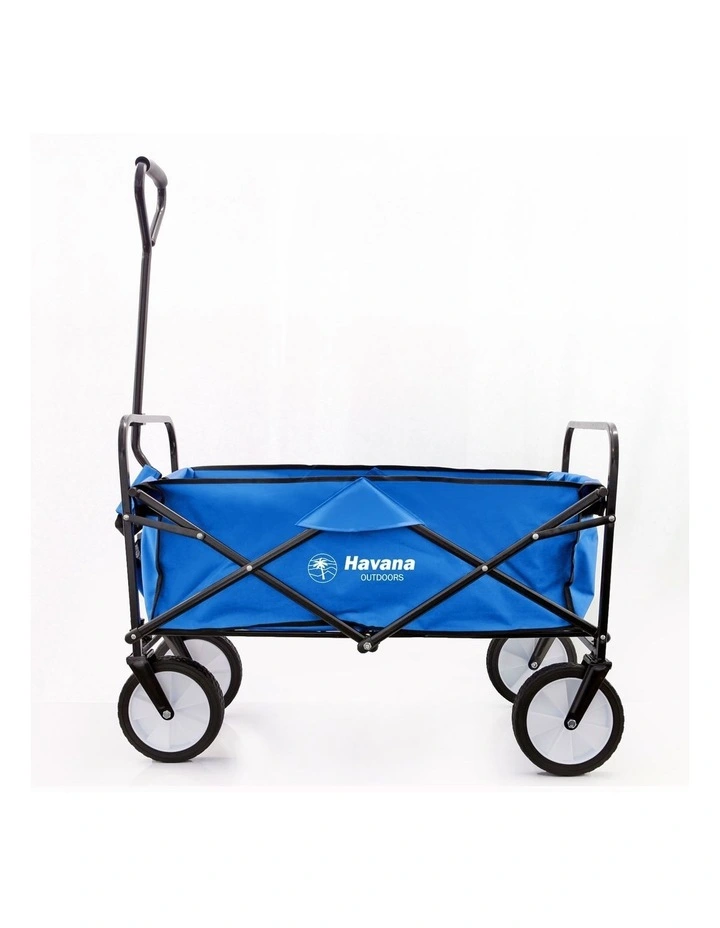 Havana Outdoors Collapsible Beach Trolley Garden Cart Foldable Picnic Navy  | MYER