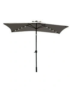 Outdoor 3m Umbrella with Solar LED Lights in Charcoal