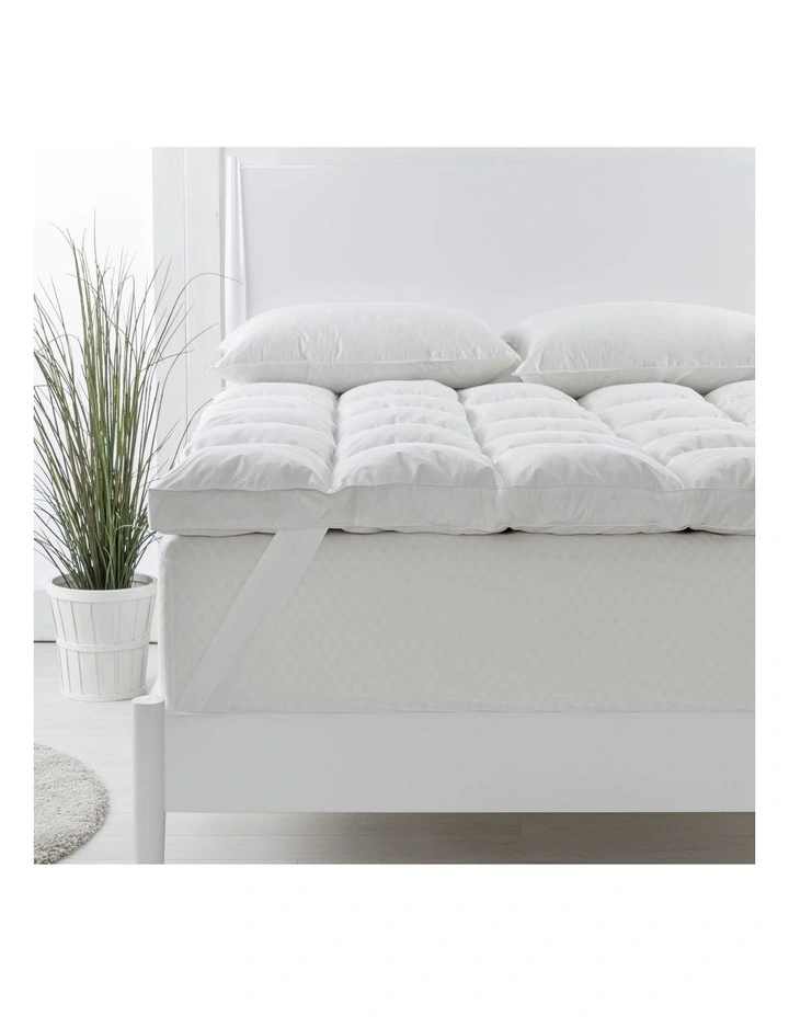 1800GSM Duck Feather Down Topper and 1000GSM 2 Duck Pillows Set in White image 2