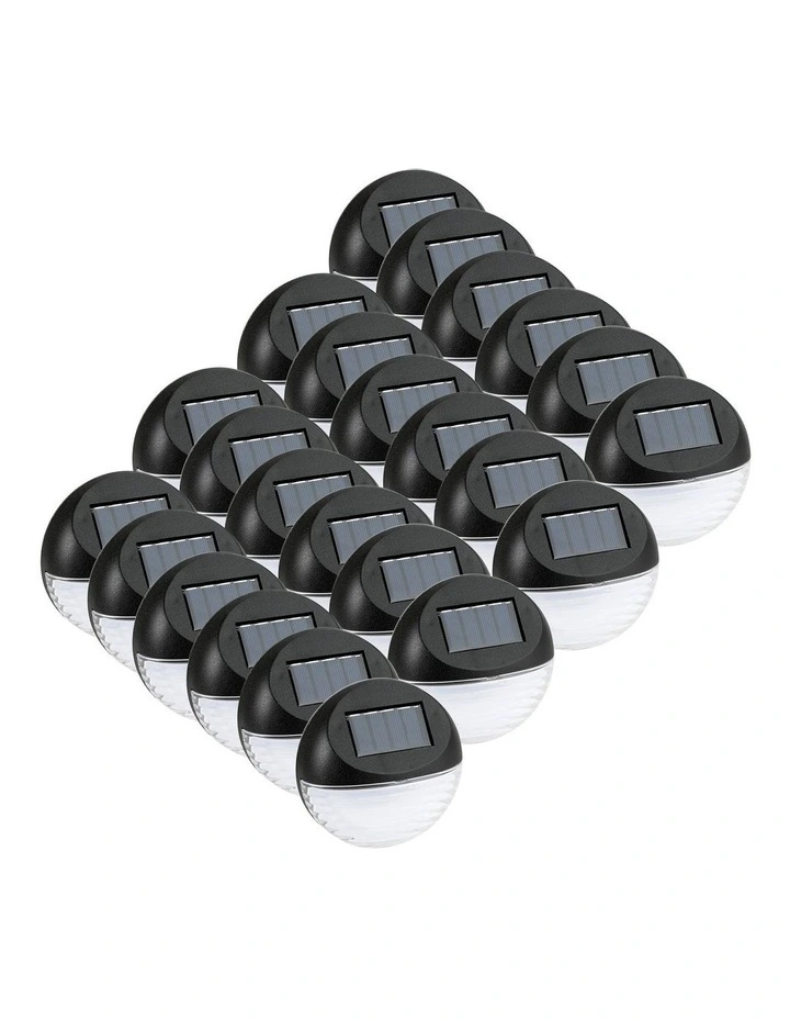 LED Round Solar Fence Lights x 24 Pack in Black image 1