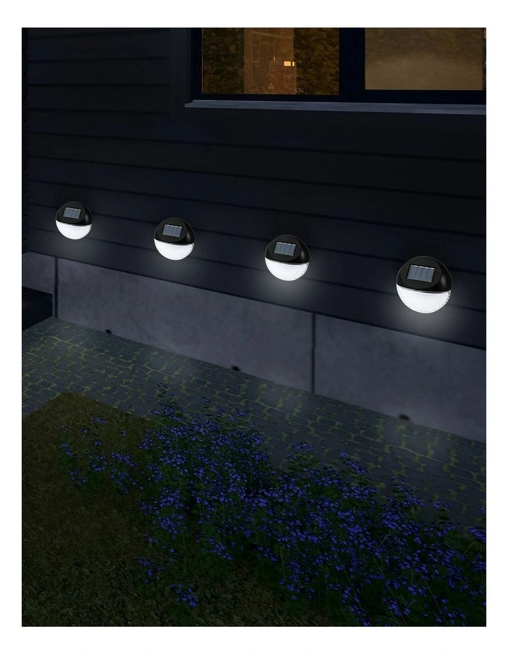 LED Round Solar Fence Lights x 24 Pack in Black image 2