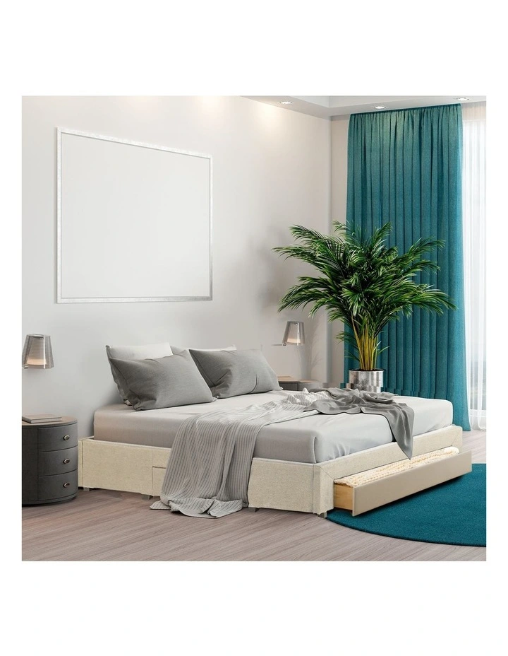 Palermo Bed Base With Drawers in Cream image 2