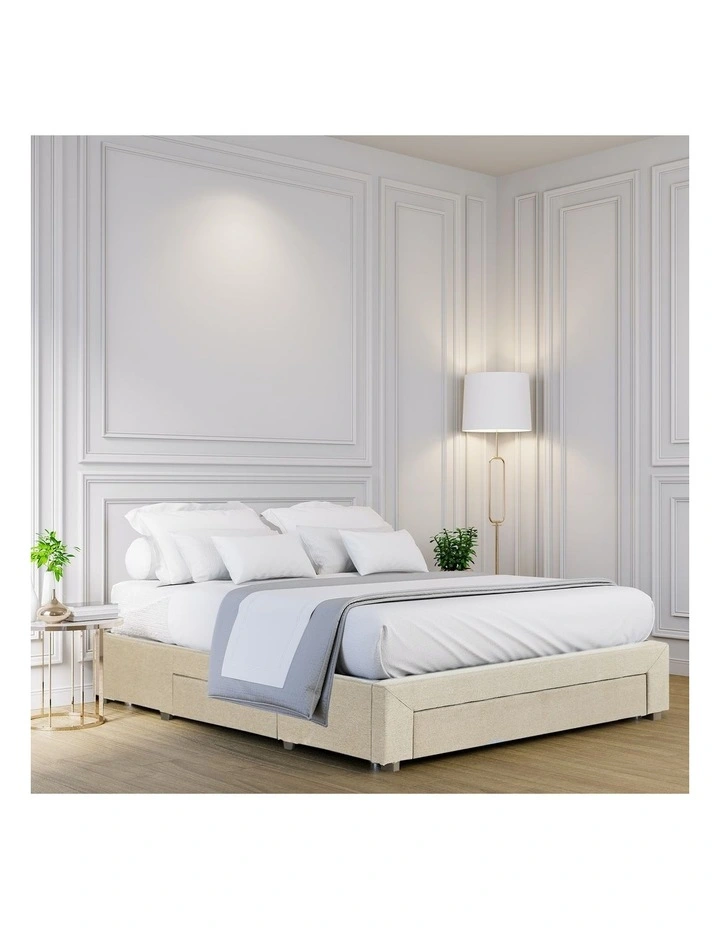 Palermo Bed Base With Drawers in Cream image 4