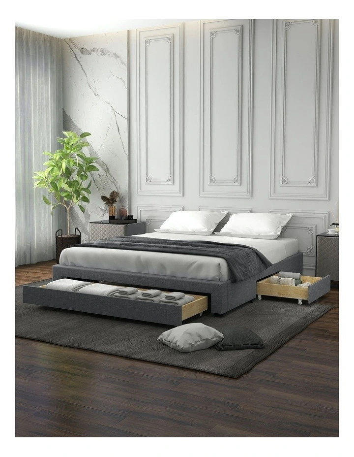 Palermo Bed Base with Drawers in Grey image 1