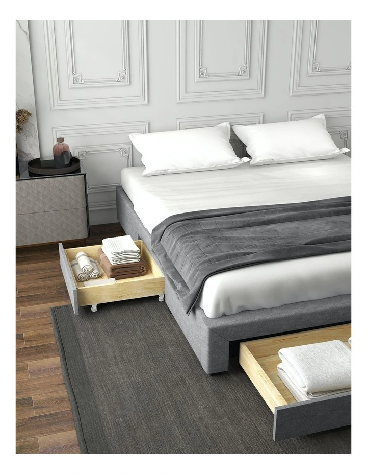 Palermo Bed Base with Drawers in Grey image 2