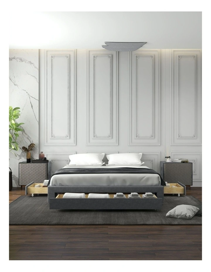 Palermo Bed Base with Drawers in Grey image 3