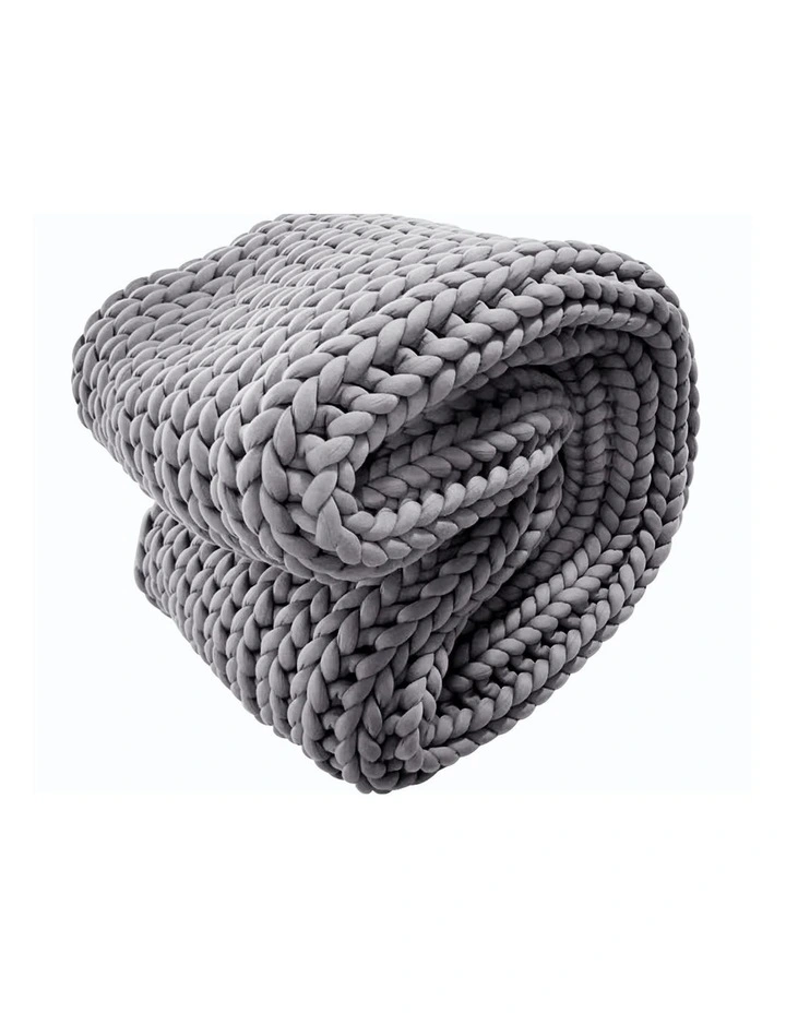 Chunky Hand Knit Thick Weighted Blanket Plush 6.3kg 203cm x 153cm in Grey image 2