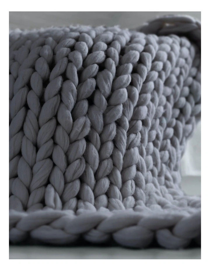 Chunky Hand Knit Thick Weighted Blanket Plush 6.3kg 203cm x 153cm in Grey image 5