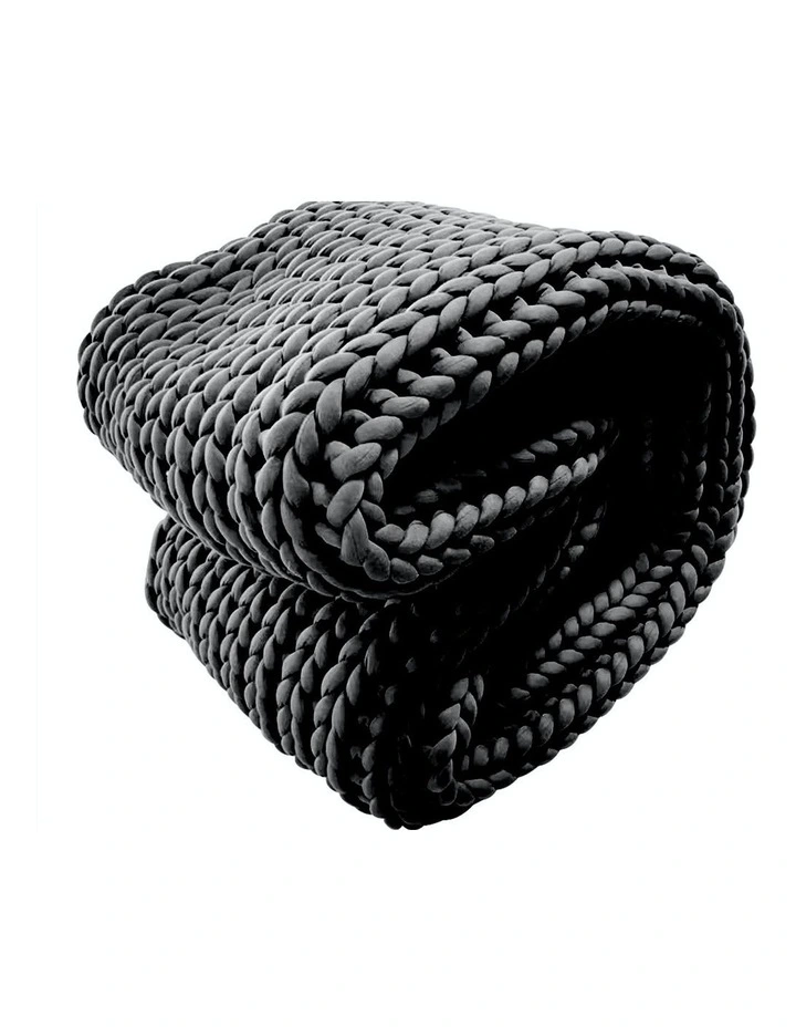 Chunky Hand Knit Thick Weighted Blanket Plush 6.3KG 203x153cm in Charcoal image 2