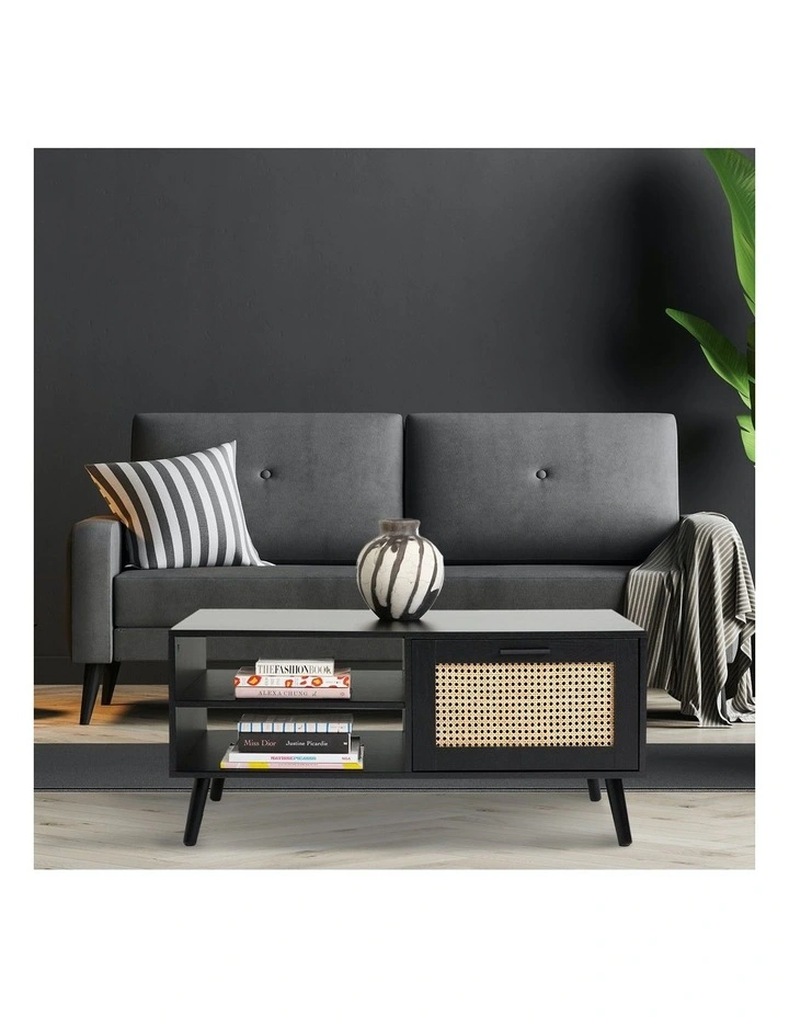 Casa Decor Rattan Coffee Table in Wooden Black image 2