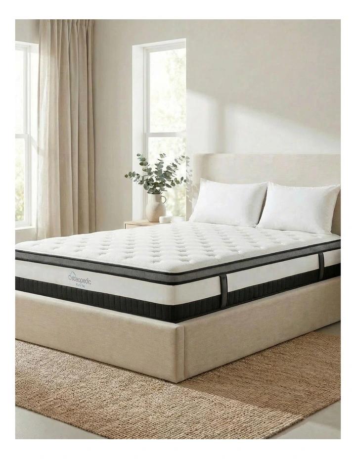Euro Top Mattress Medium Firm Hybrid Design in White image 1