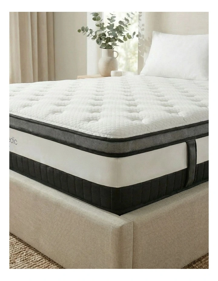 Euro Top Mattress Medium Firm Hybrid Design in White image 4