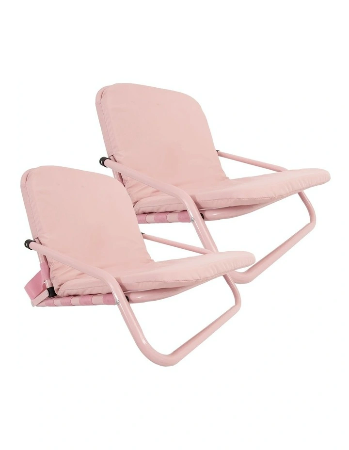 Portable Foldable Beach Chair 2 Pack in Pink image 1