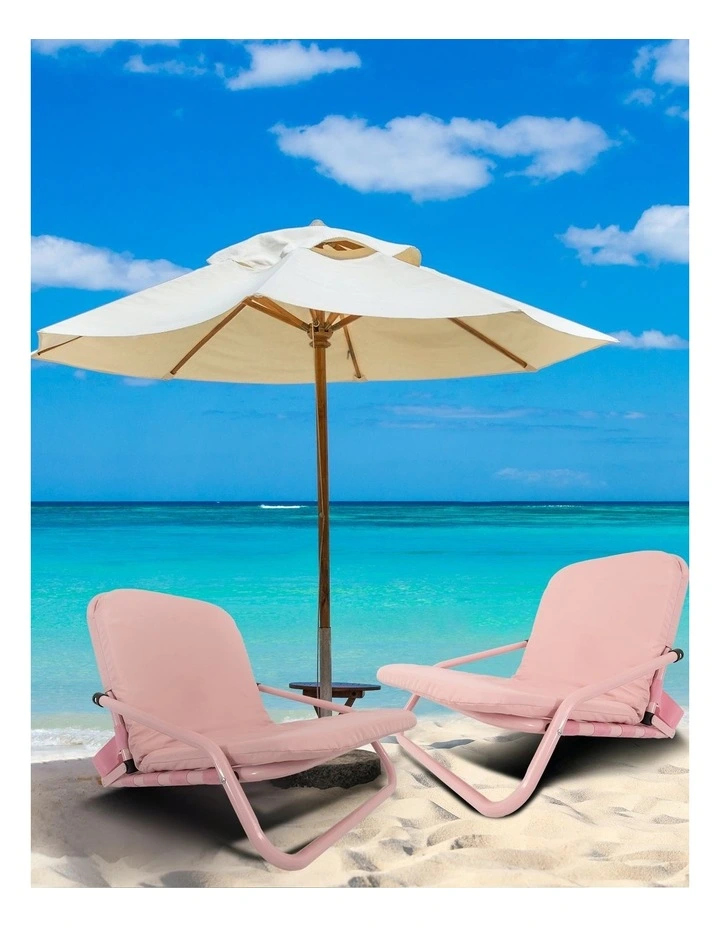 Portable Foldable Beach Chair 2 Pack in Pink image 2