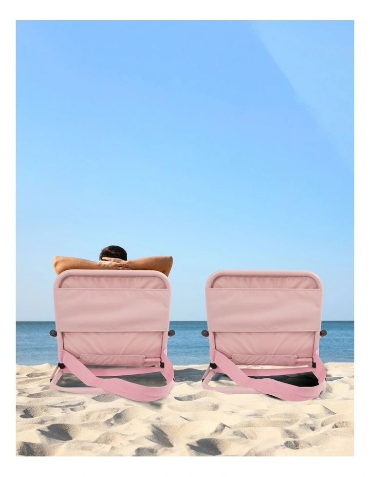 Portable Foldable Beach Chair 2 Pack in Pink image 3