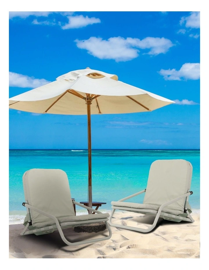 Portable Foldable Beach Chair 2 Pack in Green image 2