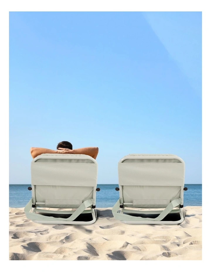 Portable Foldable Beach Chair 2 Pack in Green image 3