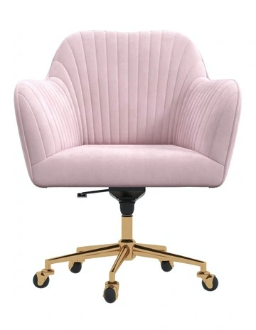 Arles Velvet Adjustable Office Chair in Blush