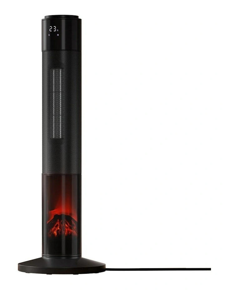 Devanti Ceramic Tower Heater 3D Flame 2000W In Black | MYER