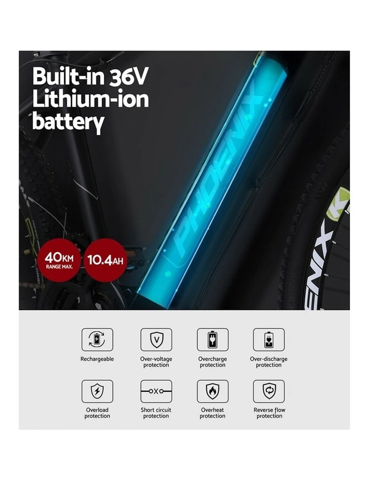 Phoenix Electric Bike City EBike 27.5" In Black MYER