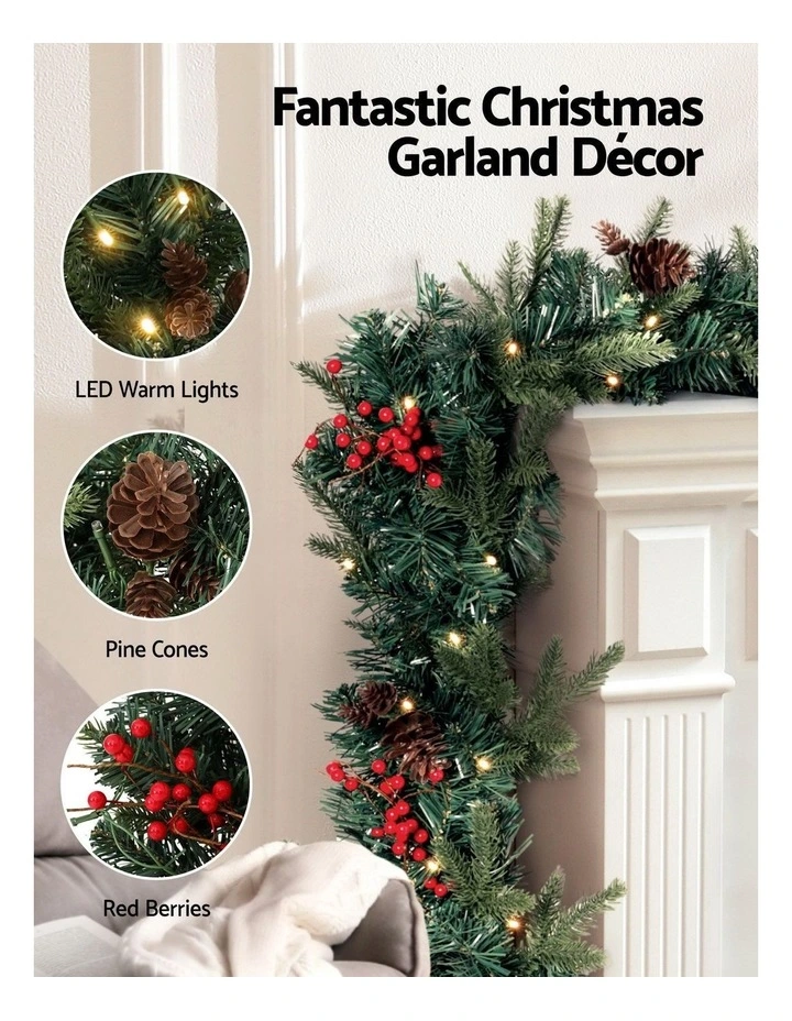 Christmas Garland with Ornament Lights Decor 2.4m image 5