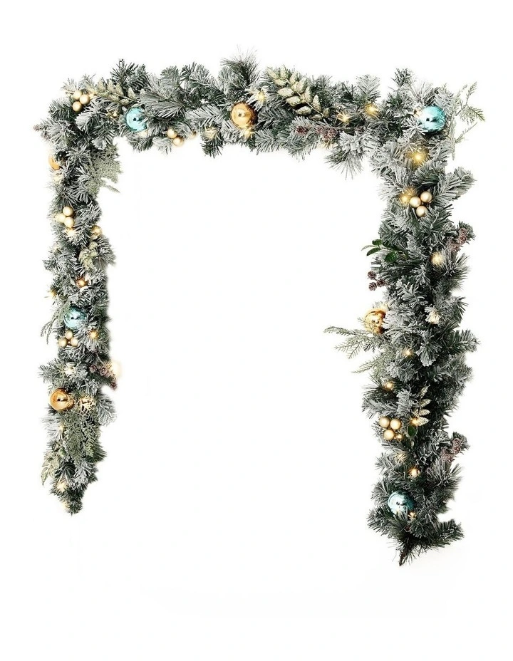 Pre-Lit Christmas Garland with Decor 2.7m image 1