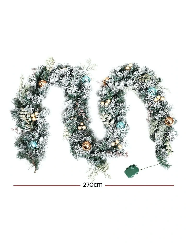 Pre-Lit Christmas Garland with Decor 2.7m image 3