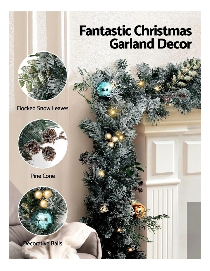 Pre-Lit Christmas Garland with Decor 2.7m image 5