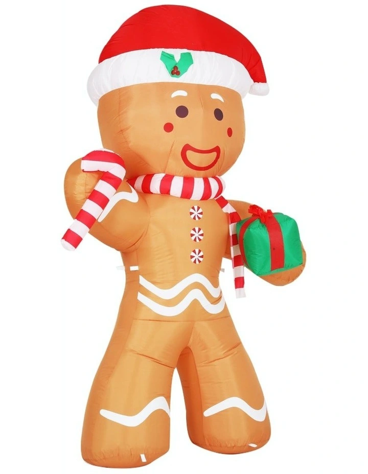 Christmas Illuminated Inflatable Gingerbread Man Decorations 2.4m image 2