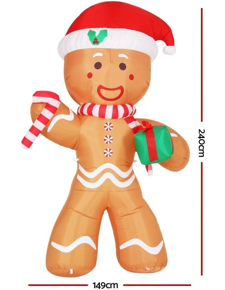Christmas Illuminated Inflatable Gingerbread Man Decorations 2.4m image 3