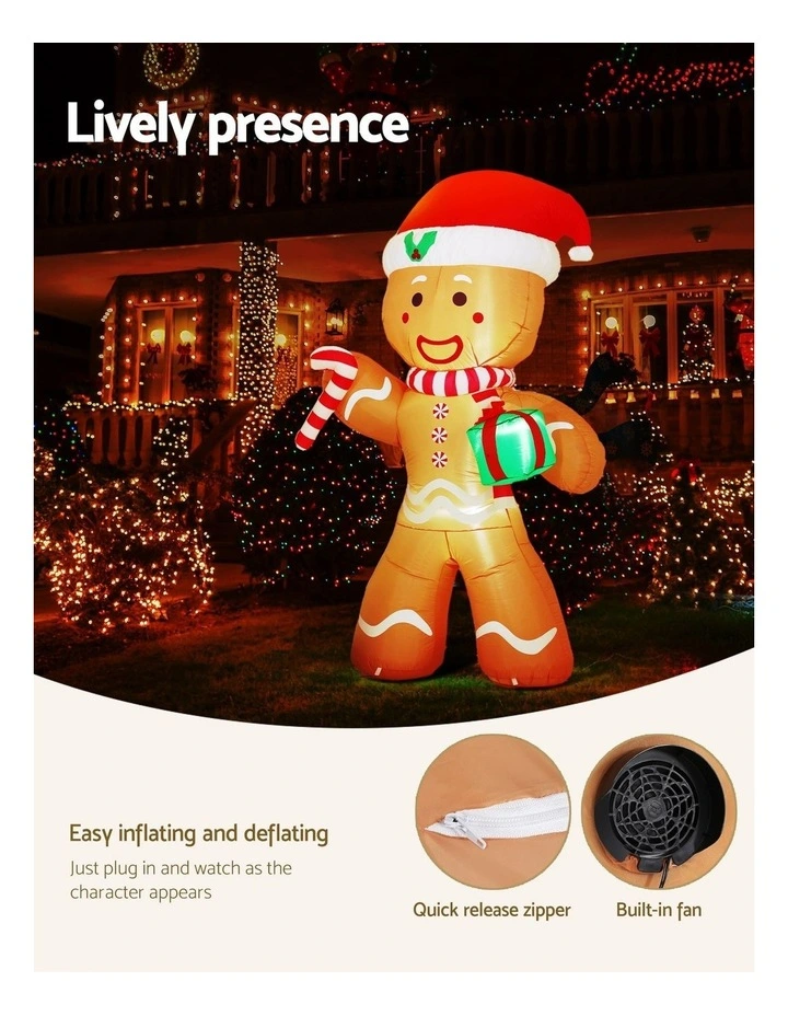Christmas Illuminated Inflatable Gingerbread Man Decorations 2.4m image 4
