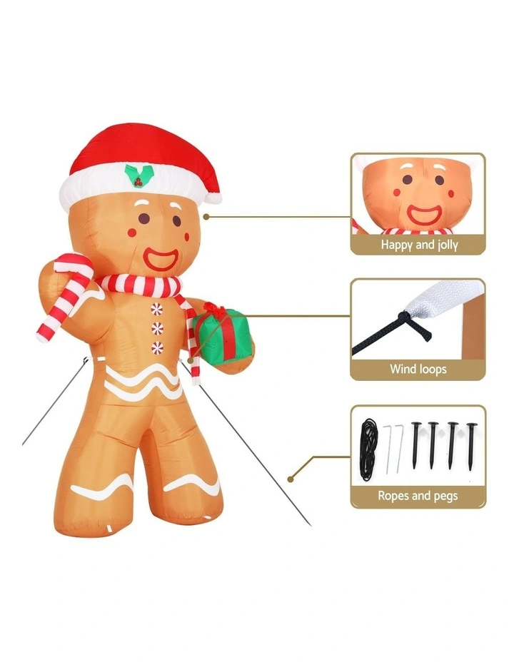 Christmas Illuminated Inflatable Gingerbread Man Decorations 2.4m image 5