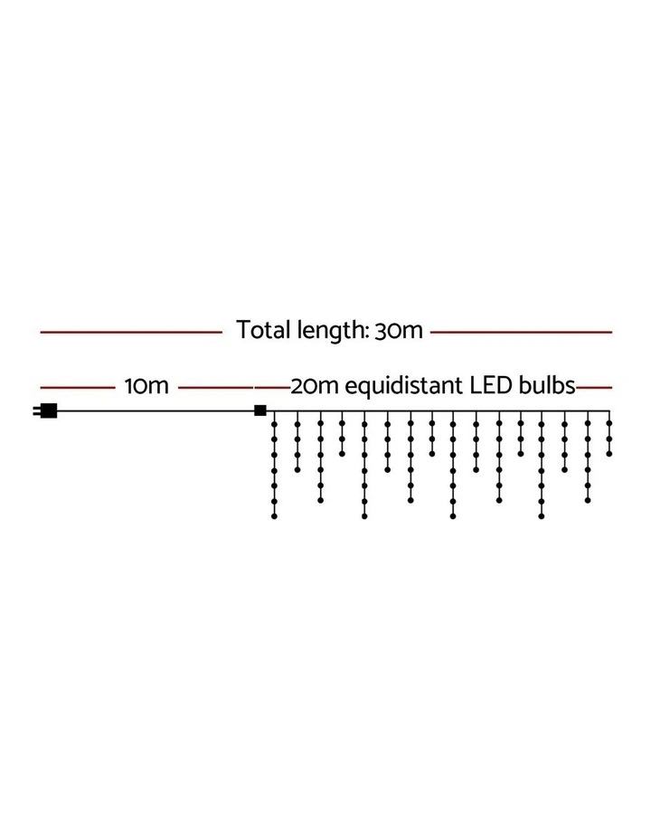 800 LED Christmas Icicle Lights 20M in Blue White Decor image 3