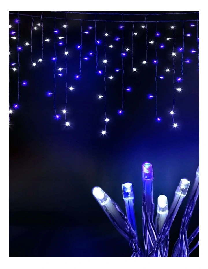 800 LED Christmas Icicle Lights 20M in Blue White Decor image 4