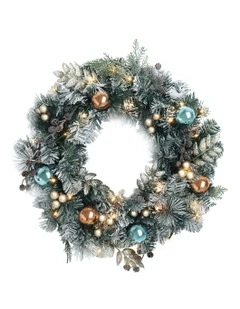 Christmas Wreath with Pre-Lit Lights 60cm in Multi