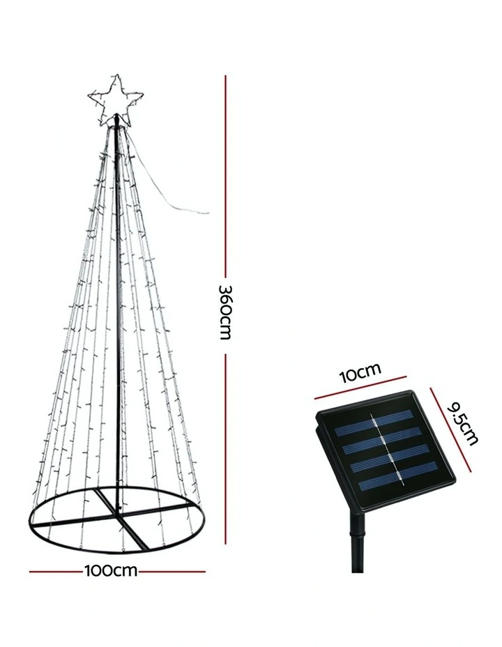 Solar LED 8 Light Modes Christmas Tree 3.6m image 3