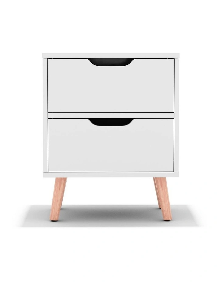 2 Drawers Boden Bedside Table in White image 2