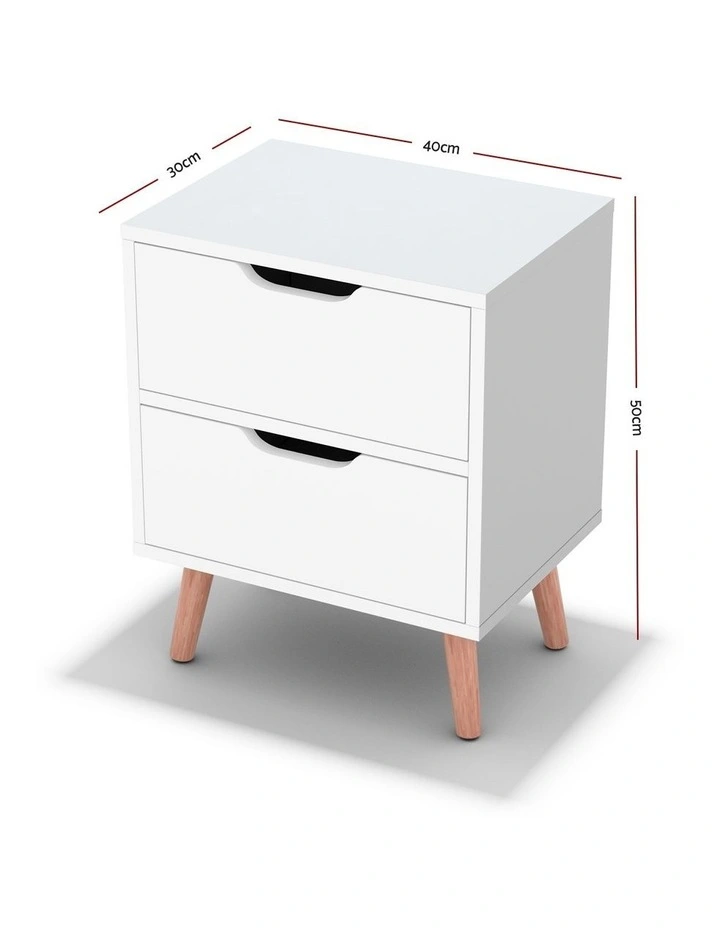 2 Drawers Boden Bedside Table in White image 3